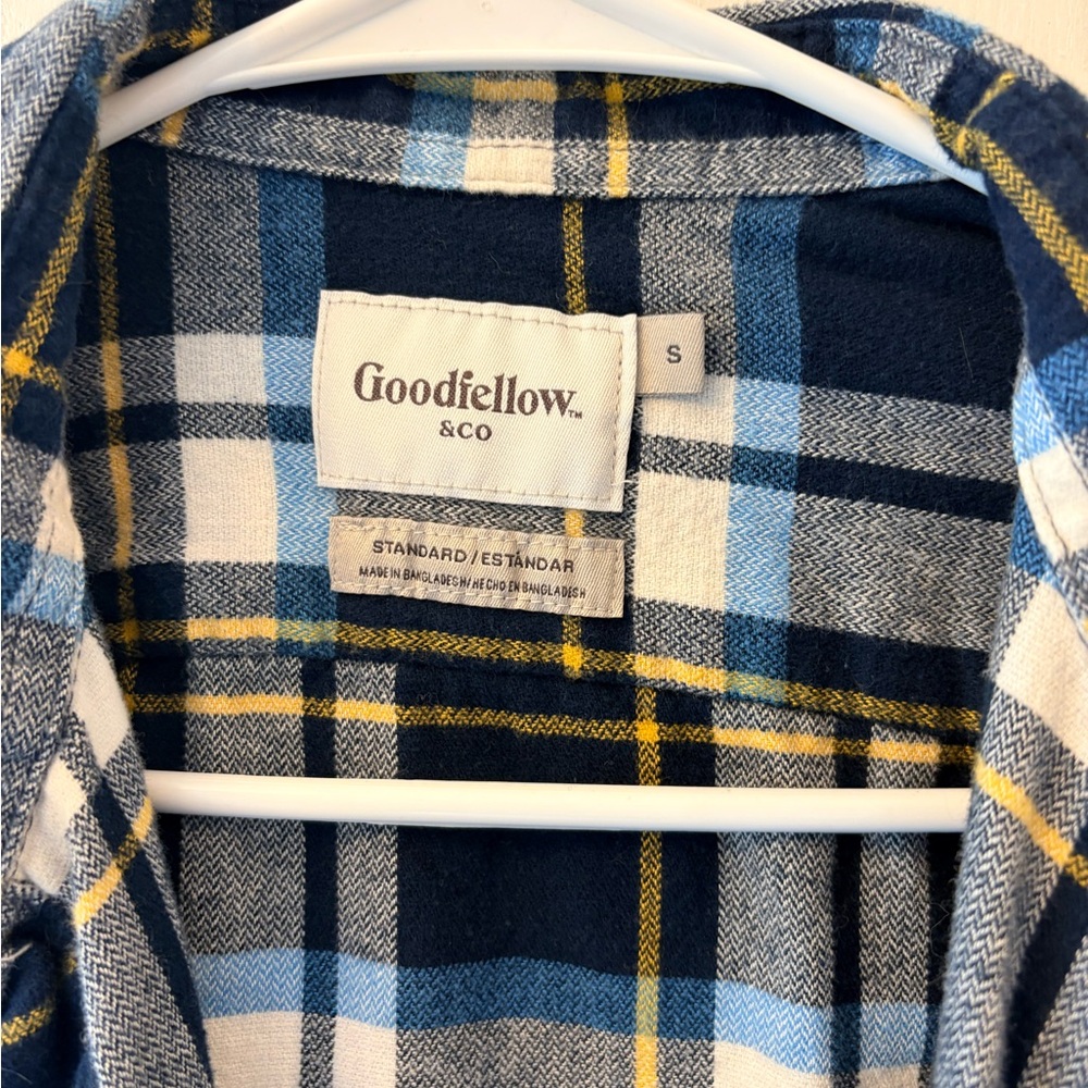 Goodfellow & Co Navy, Light Blue & Yellow Plaid Shirt - Picture 3 of 3